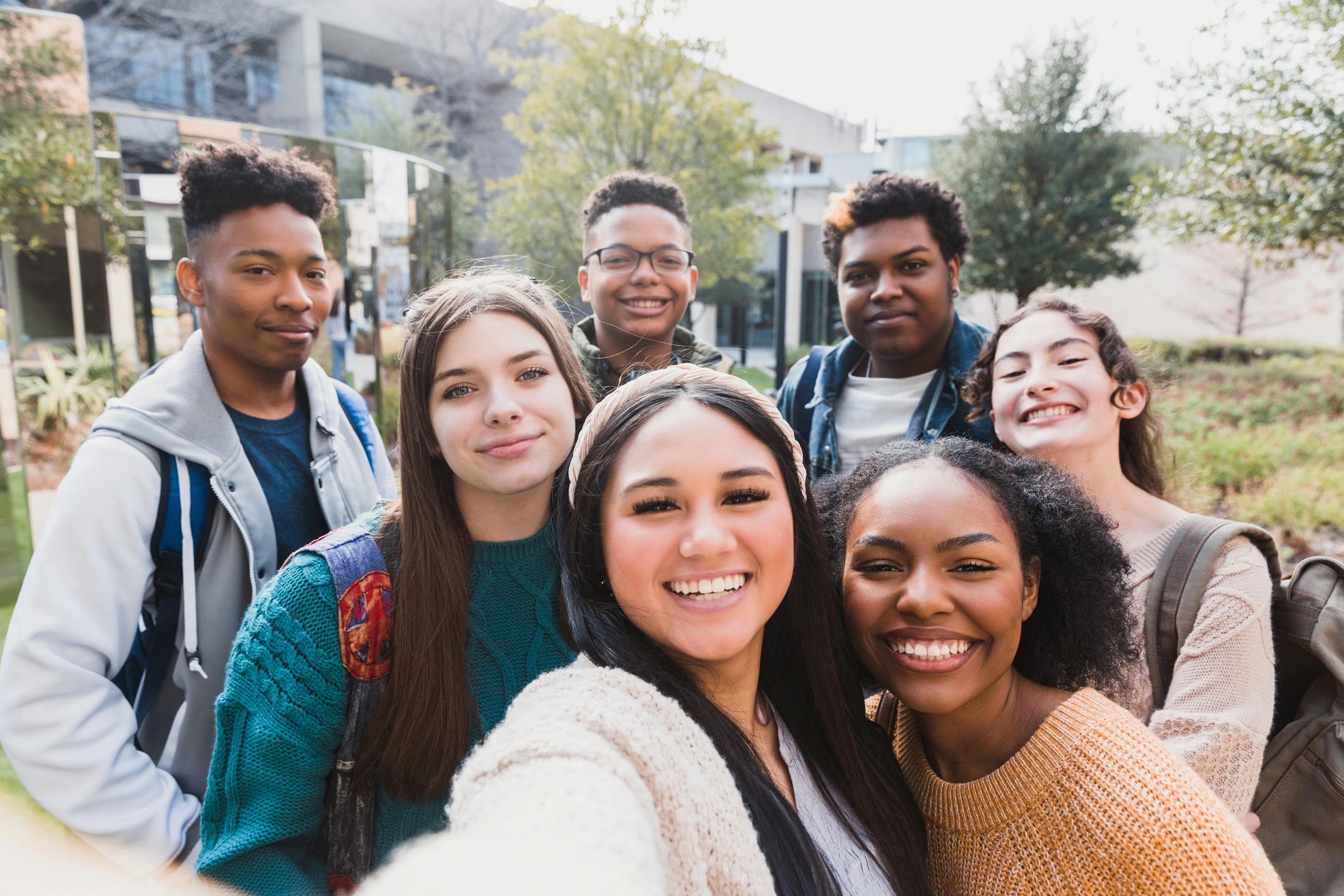 international students USA campus modern diverse happy